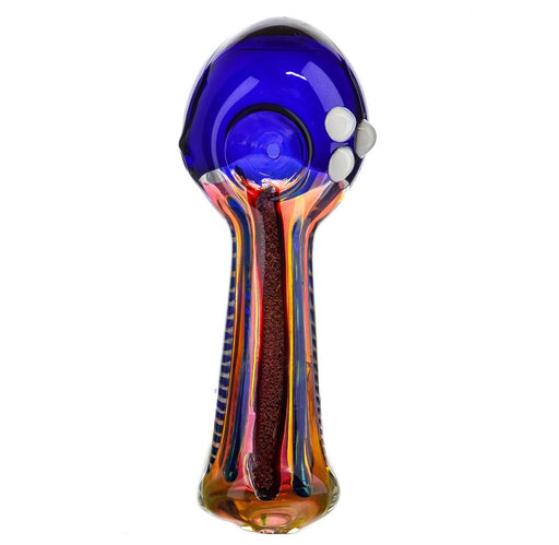 5" Blue Head Fumed Body Dichro Spoon Pipe - SmokeZone 420