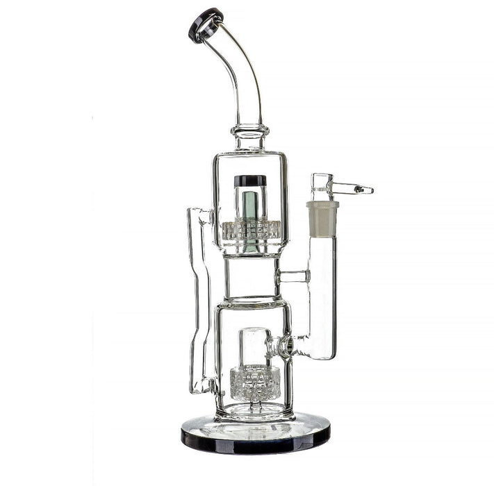 13" Double Matrix Perc Stemless Dab Water Pipe - SmokeZone 420