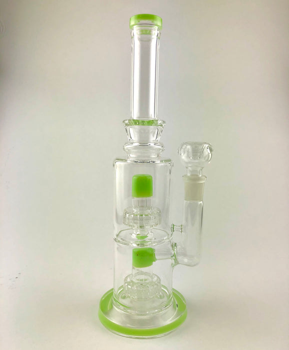 12" Slime Color Double Matrix Perc Water Pipe - SmokeZone 420