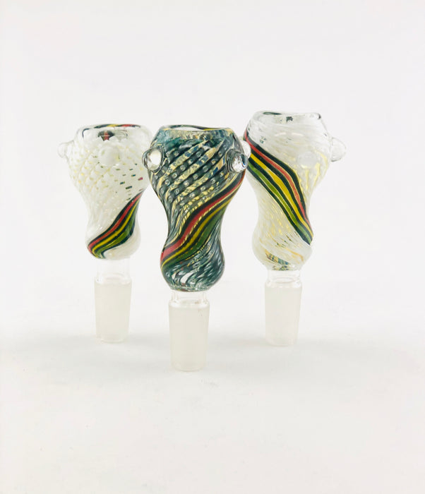 14mm Inside Work Rasta Striped Funnel Bowls - SmokeZone 420