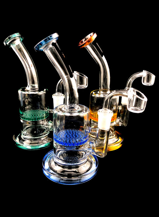 8" Bent Mouth Honeycomb Perc Dab Rig - SmokeZone 420