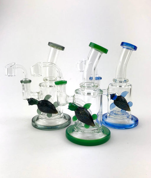 7" Slanted Mouth Dichro Turtle Bead Dab Rig - SmokeZone 420
