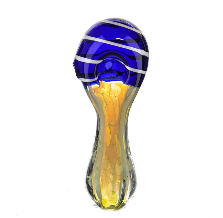 4.5" Blue Inside Work Fumed Spoon Pipe - SmokeZone 420