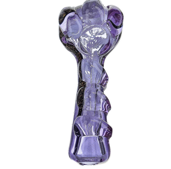 5" Glass Striped Pink & Purple Dichro Spoon Pipe - SmokeZone 420