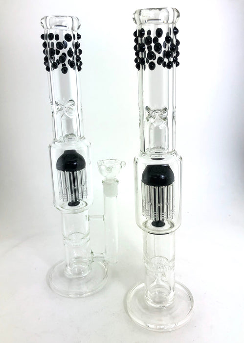 18" Triple Chamber Beaded Tube Water Pipe - SmokeZone 420