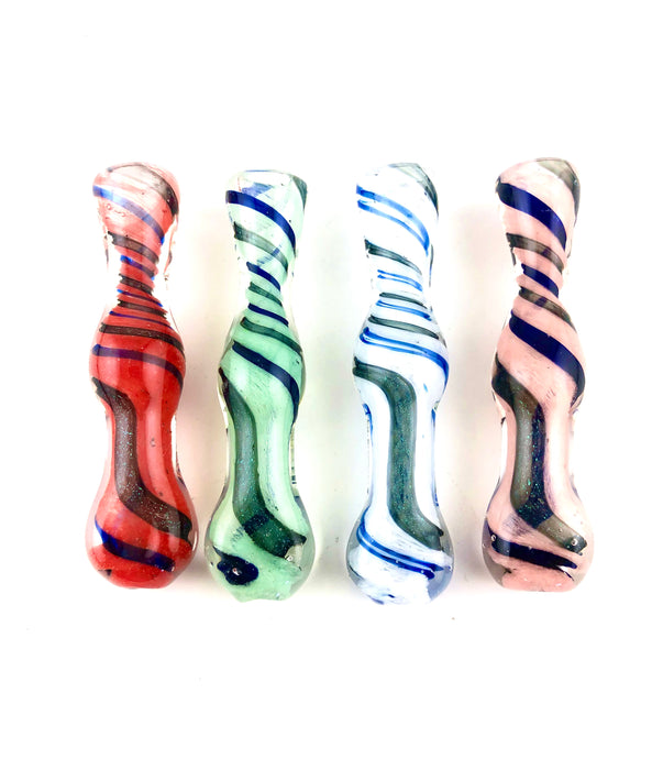 4" Solid Color Dichro Twist Flat Mouth Glass Chillum - SmokeZone 420