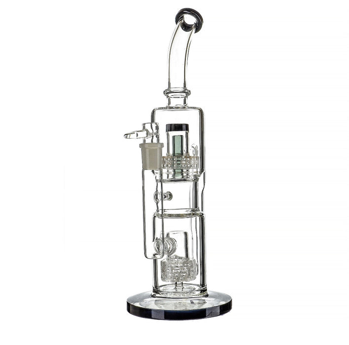 13" Double Matrix Perc Stemless Dab Water Pipe - SmokeZone 420
