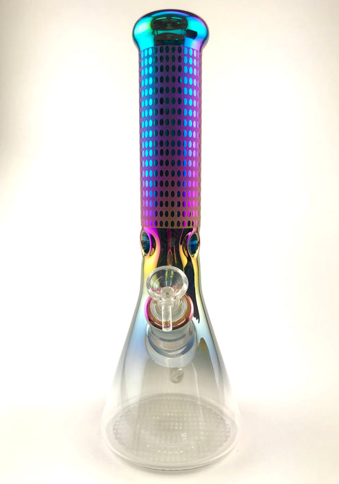 14" 7mm Art Work Anodized Beaker Water Pipe - SmokeZone 420