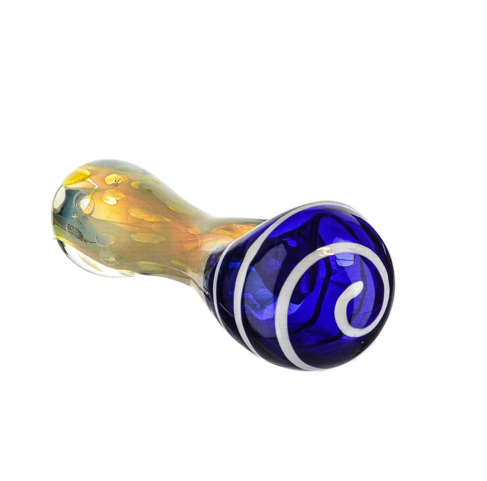 4.5" Blue Inside Work Fumed Spoon Pipe - SmokeZone 420