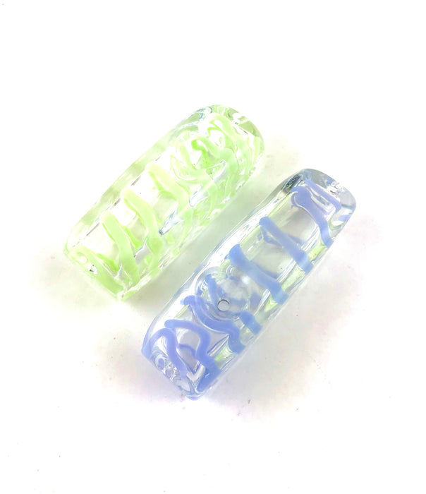 3.5" Inside Slime Swirl Block Hand Pipe - SmokeZone 420