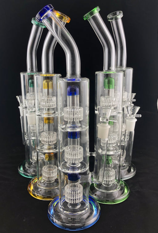 16" Triple Matrix Perc Bent Mouth Water Pipe - SmokeZone 420