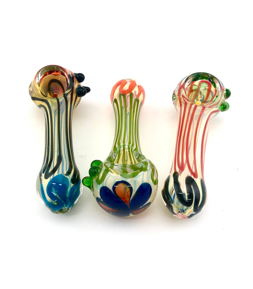 4.5" Triple Beaded Marble Art Hand Pipe - SmokeZone 420