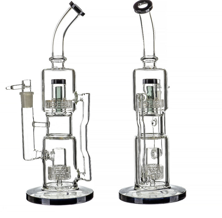 13" Double Matrix Perc Stemless Dab Water Pipe - SmokeZone 420