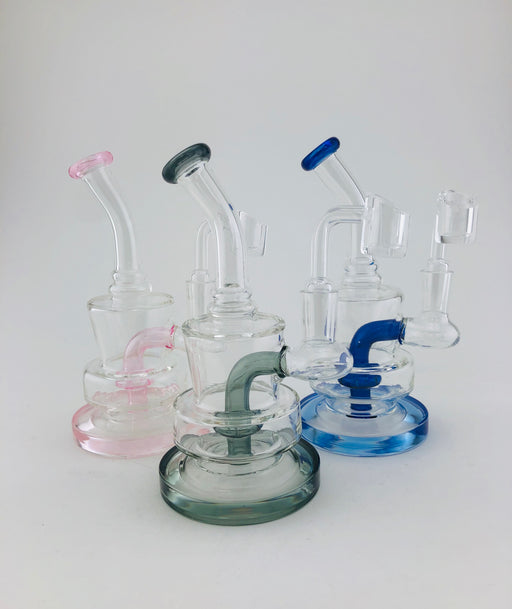 7" Double Base Bent Mouth Shower Perc Dab Rig - SmokeZone 420