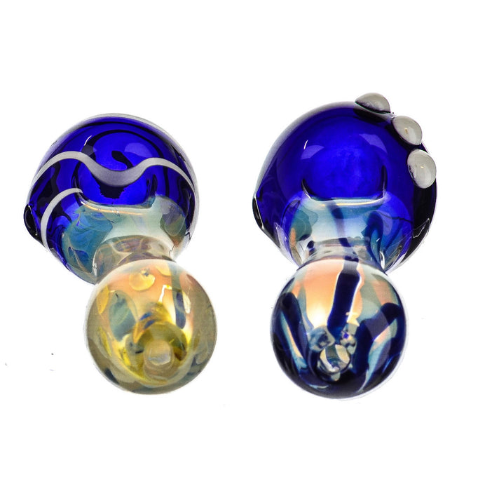 4.5" Blue Inside Work Fumed Spoon Pipe - SmokeZone 420