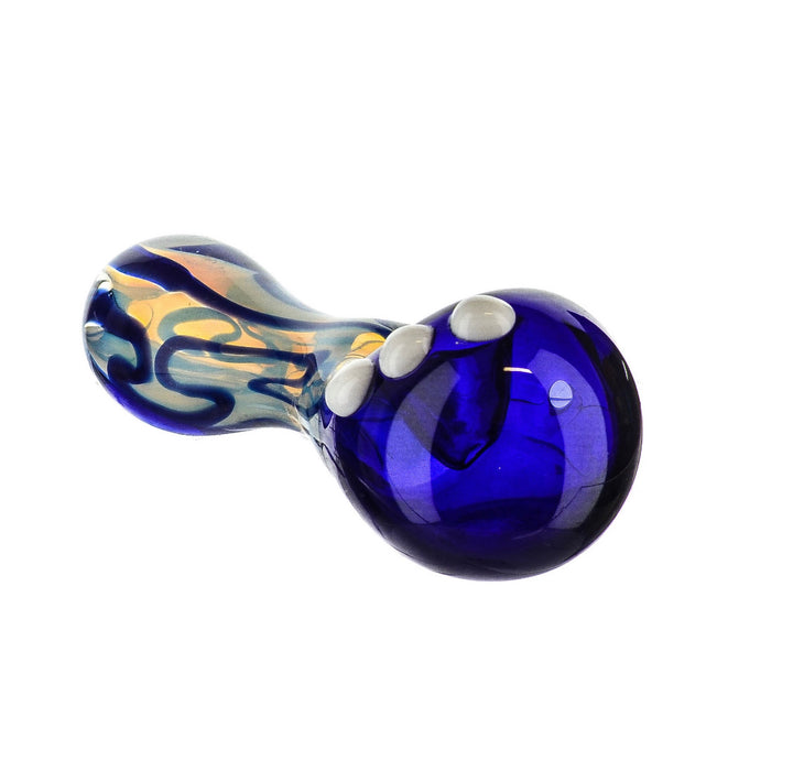 4.5" Blue Inside Work Fumed Spoon Pipe - SmokeZone 420