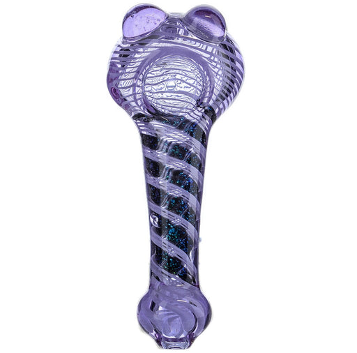4.5" Beaded Head Narrow Body Purple Dichro Hand Pipe - SmokeZone 420