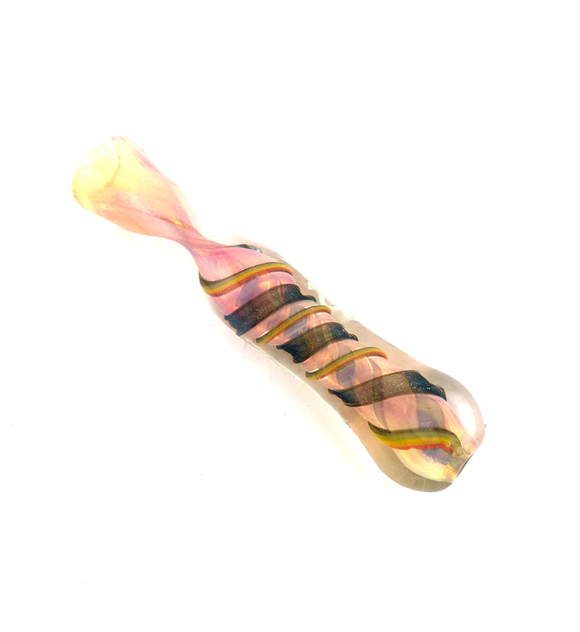3.5" Rasta & Dichro Spiral Flat Mouth Glass Chillum - SmokeZone 420
