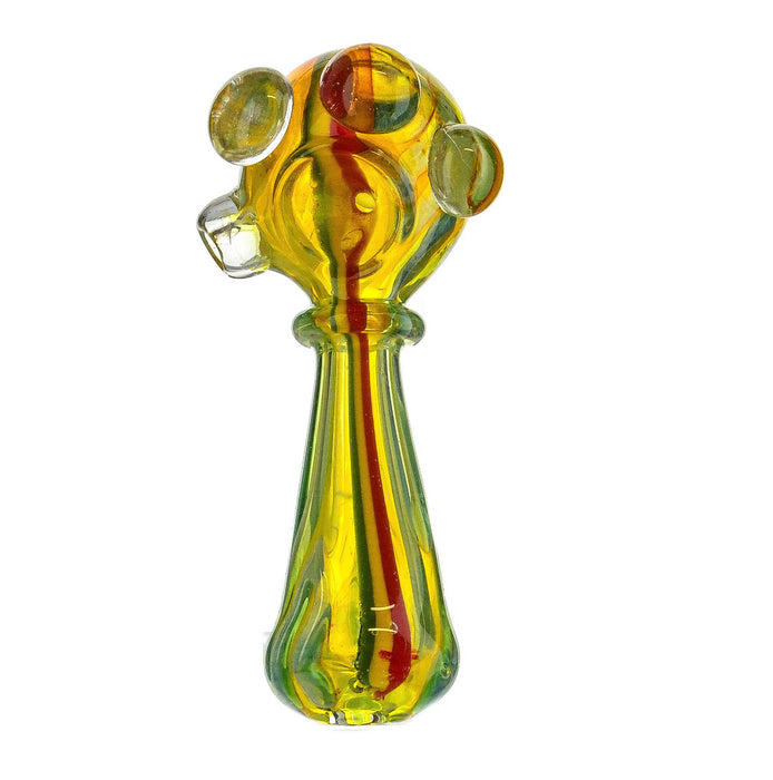 4.5" Triple Bead Head Fumed Rasta Striped Hand Pipe - SmokeZone 420