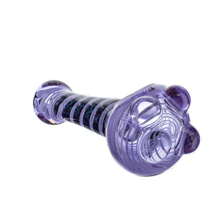 4.5" Beaded Head Narrow Body Purple Dichro Hand Pipe - SmokeZone 420