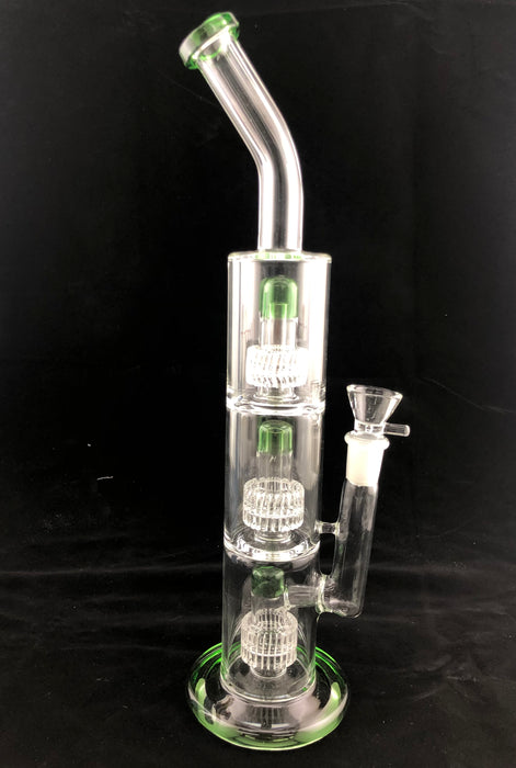 16" Triple Matrix Perc Bent Mouth Water Pipe - SmokeZone 420