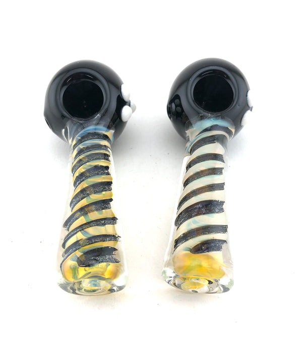 5.5" Black Head Twisted Dichro Fumed Spoon Pipe - SmokeZone 420