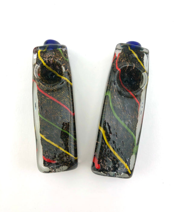4" Rasta Striped Electric Fumed Block Hand Pipe - SmokeZone 420
