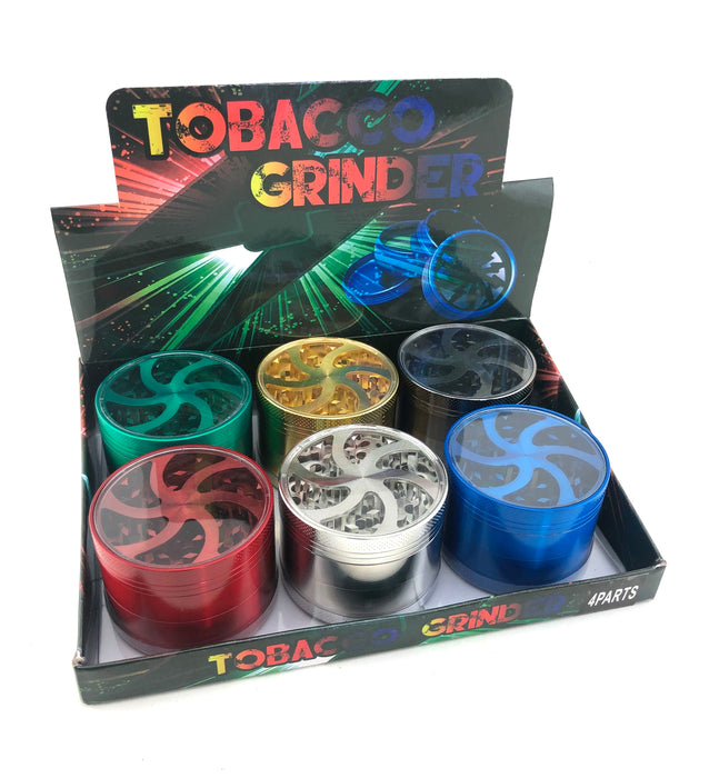 2.5" Spiral Wheel Clear Top Color Grinder - SmokeZone 420