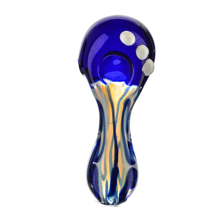 4.5" Blue Inside Work Fumed Spoon Pipe - SmokeZone 420