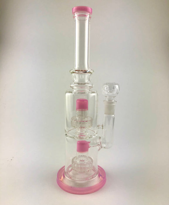 12" Slime Color Double Matrix Perc Water Pipe - SmokeZone 420