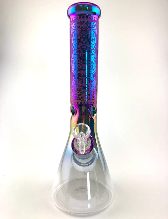 14" 7mm Art Work Anodized Beaker Water Pipe - SmokeZone 420