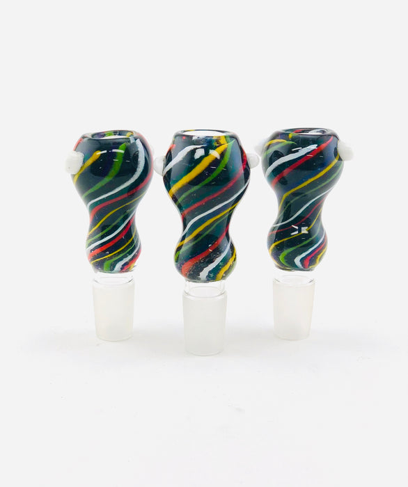 14mm Black & Rasta Striped Funnel Bowls - SmokeZone 420