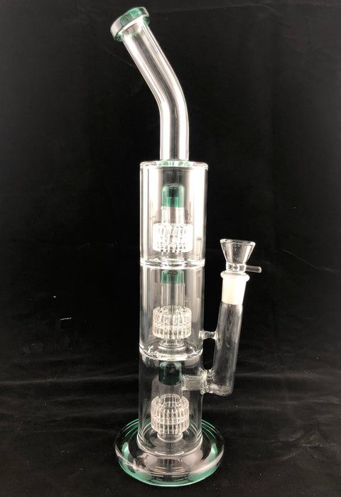 16" Triple Matrix Perc Bent Mouth Water Pipe - SmokeZone 420