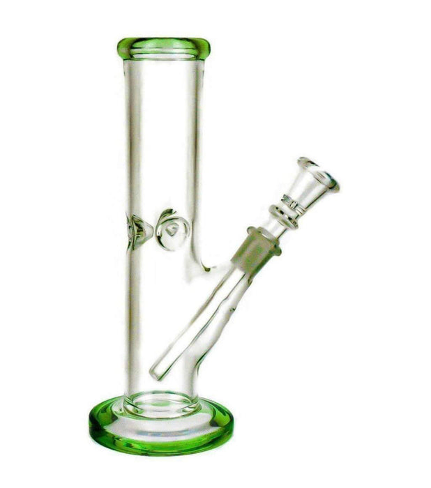 8" Green Mouth & Base Straight Tube Water Pipe - SmokeZone 420