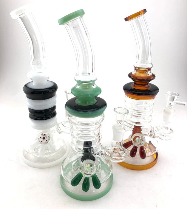 11" Side Bead Slanted Mouth Fancy Water Pipe - SmokeZone 420