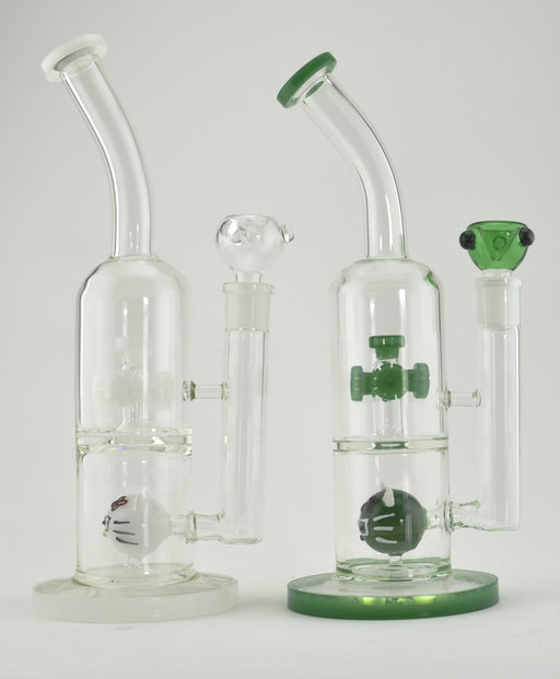 12" Bent Mouth Double Perc Hello Kitty Water Pipe - SmokeZone 420