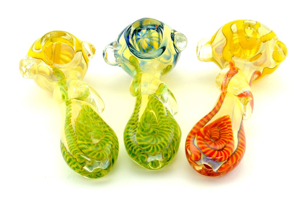 4" Flat Mouth Glass Drop Swirl Color Hand Pipe - SmokeZone 420